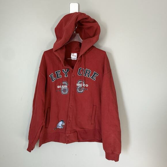 Disney Jackets & Blazers - Vintage Disney Eeyore Jacket Size Medium Hooded Red Embroidered READD